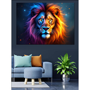 Asil Mavi Aslan Dekoratif Kanvas - Mdf Ahşap Tablo
