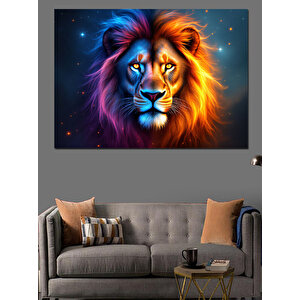 Asil Mavi Aslan Dekoratif Kanvas - Mdf Ahşap Tablo