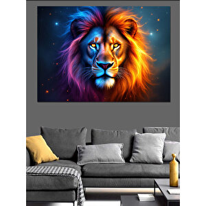 Asil Mavi Aslan Dekoratif Kanvas - Mdf Ahşap Tablo 70x100 cm