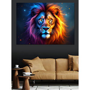 Asil Mavi Aslan Dekoratif Kanvas - Mdf Ahşap Tablo 70x100 cm