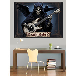 Ölüm Ve Elektro Gitar Dekoratif Kanvas - Mdf Ahşap Tablo