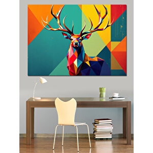 Soyut Renkli Geyik Dekoratif Kanvas - Mdf Ahşap Tablo