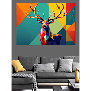 Soyut Renkli Geyik Dekoratif Kanvas - Mdf Ahşap Tablo