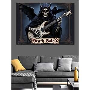 Ölüm Ve Elektro Gitar Dekoratif Kanvas - Mdf Ahşap Tablo 70x100 cm
