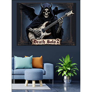 Ölüm Ve Elektro Gitar Dekoratif Kanvas - Mdf Ahşap Tablo 70x100 cm