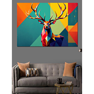 Soyut Renkli Geyik Dekoratif Kanvas - Mdf Ahşap Tablo 70x100 cm