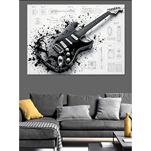 Teknik Gitar Çizimi Dekoratif Kanvas - Mdf Ahşap Tablo 25x35 cm