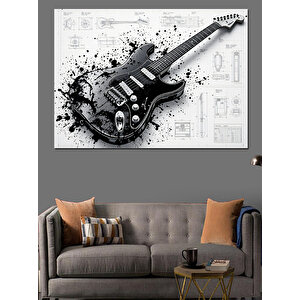 Teknik Gitar Çizimi Dekoratif Kanvas - Mdf Ahşap Tablo
