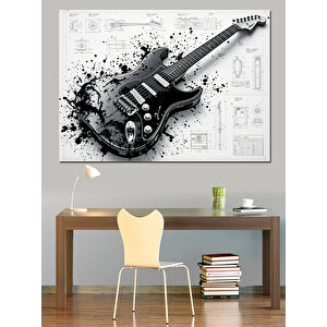 Teknik Gitar Çizimi Dekoratif Kanvas - Mdf Ahşap Tablo