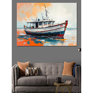 Soyut Arka Planlı Balıkçı Teknesi Dekoratif Kanvas - Mdf Ahşap Tablo 35x50 cm