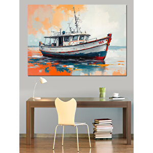 Soyut Arka Planlı Balıkçı Teknesi Dekoratif Kanvas - Mdf Ahşap Tablo 35x50 cm