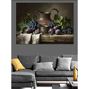 Klasik Natürmort Meyve Resmi Dekoratif Kanvas - Mdf Ahşap Tablo 100x140 cm