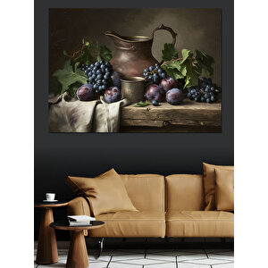 Klasik Natürmort Meyve Resmi Dekoratif Kanvas - Mdf Ahşap Tablo 100x140 cm