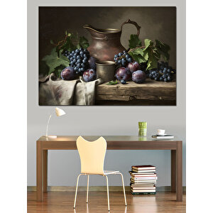Klasik Natürmort Meyve Resmi Dekoratif Kanvas - Mdf Ahşap Tablo