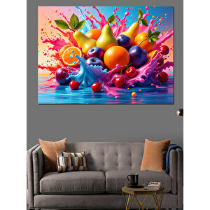 Renkli Meyve Patlaması Dekoratif Kanvas - Mdf Ahşap Tablo 100x140 cm