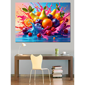 Renkli Meyve Patlaması Dekoratif Kanvas - Mdf Ahşap Tablo 100x140 cm