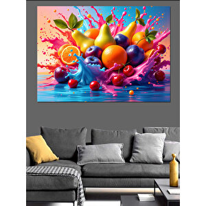 Renkli Meyve Patlaması Dekoratif Kanvas - Mdf Ahşap Tablo