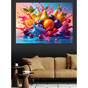 Renkli Meyve Patlaması Dekoratif Kanvas - Mdf Ahşap Tablo