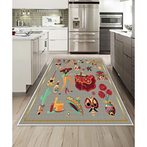 Shine M(261) Dijital Baskılı Saçaksız Mutfak Koridor Yolluk Salon Yatak Odası Halısı 120x350 cm