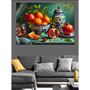 Nar Ve Turuncu Meyveler Dekoratif Kanvas - Mdf Ahşap Tablo 25x35 cm