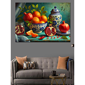 Nar Ve Turuncu Meyveler Dekoratif Kanvas - Mdf Ahşap Tablo