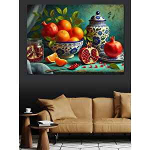 Nar Ve Turuncu Meyveler Dekoratif Kanvas - Mdf Ahşap Tablo 50x70 cm