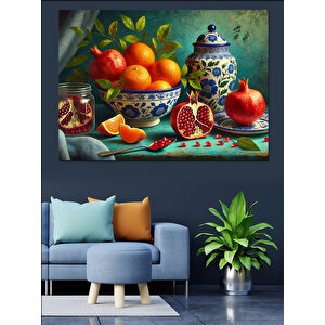 Nar Ve Turuncu Meyveler Dekoratif Kanvas - Mdf Ahşap Tablo 50x70 cm