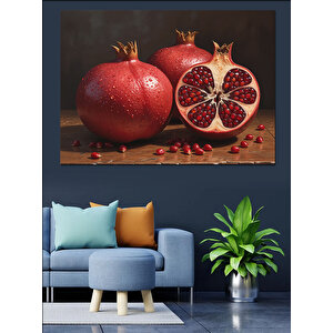 Kırmızı Nar Meyve Kompozisyonu Dekoratif Kanvas - Mdf Ahşap Tablo