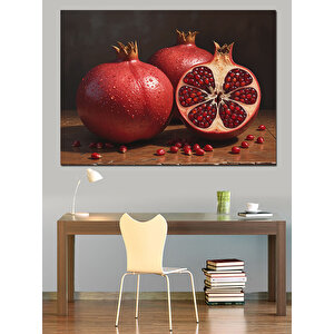 Kırmızı Nar Meyve Kompozisyonu Dekoratif Kanvas - Mdf Ahşap Tablo 70x100 cm