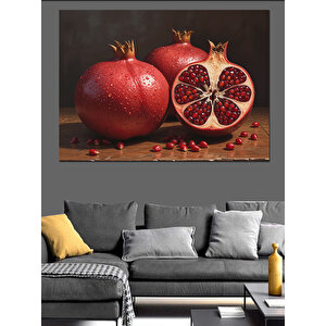 Kırmızı Nar Meyve Kompozisyonu Dekoratif Kanvas - Mdf Ahşap Tablo 70x100 cm