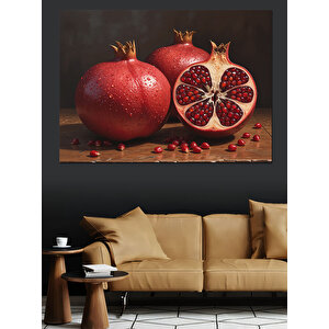 Kırmızı Nar Meyve Kompozisyonu Dekoratif Kanvas - Mdf Ahşap Tablo 70x100 cm
