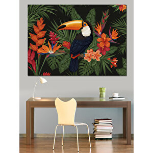 Tropikal Tukan Kuşu Dekoratif Kanvas - Mdf Ahşap Tablo