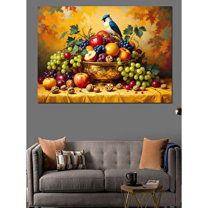 Meyve Ve Kuş Tablosu Dekoratif Kanvas - Mdf Ahşap Tablo 35x50 cm