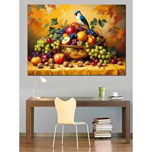Meyve Ve Kuş Tablosu Dekoratif Kanvas - Mdf Ahşap Tablo