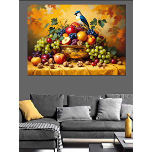 Meyve Ve Kuş Tablosu Dekoratif Kanvas - Mdf Ahşap Tablo