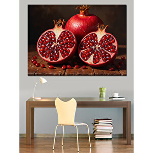 Kırmızı Nar Meyve Tablosu Dekoratif Kanvas - Mdf Ahşap Tablo 35x50 cm