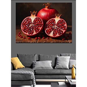 Kırmızı Nar Meyve Tablosu Dekoratif Kanvas - Mdf Ahşap Tablo 35x50 cm