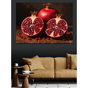 Kırmızı Nar Meyve Tablosu Dekoratif Kanvas - Mdf Ahşap Tablo 35x50 cm
