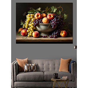 Meyve Ve Üzümlü Natürmort Dekoratif Kanvas - Mdf Ahşap Tablo