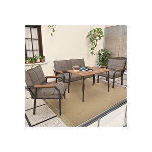 Hayal Serisi Balkon, Bahçe, Cafe - Metal Kanepe Koltuk Takımı - 2+1+1 90x60cm Masalı - Cappucino Cappuccino