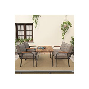 Hayal Serisi Balkon, Bahçe, Cafe - Metal Kanepe Koltuk Takımı - 2+1+1 90x60cm Masalı - Cappucino Cappuccino