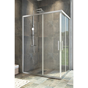 Maxi Temperli 6 Mm Dikdörtgen Cam Duşakabin Krom Profil Şeffaf Cam 70x80 cm
