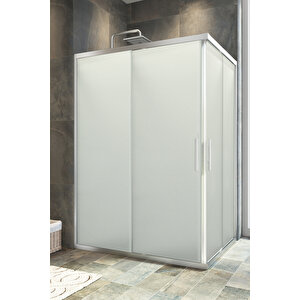 Maxi Temperli 6 Mm Dikdörtgen Cam Duşakabin Krom Profil Kumlama Cam 100x120 cm