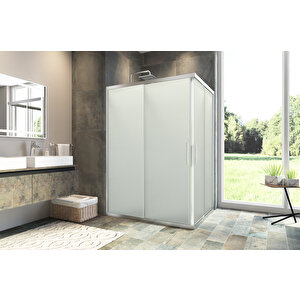 Maxi Temperli 6 Mm Dikdörtgen Cam Duşakabin Krom Profil Kumlama Cam 80x90 cm