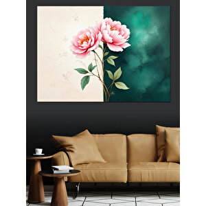 Beyaz Gül Dekoratif Kanvas - Mdf Ahşap Tablo 100x140 cm