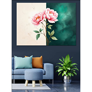 Beyaz Gül Dekoratif Kanvas - Mdf Ahşap Tablo 100x140 cm