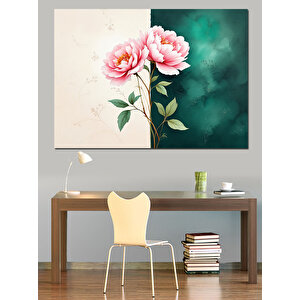 Beyaz Gül Dekoratif Kanvas - Mdf Ahşap Tablo
