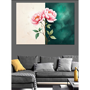 Beyaz Gül Dekoratif Kanvas - Mdf Ahşap Tablo 70x100 cm