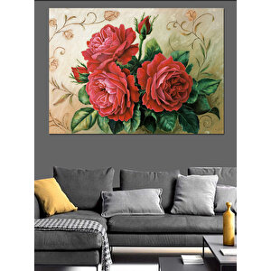 Klasik Gül Boyama Dekoratif Kanvas - Mdf Ahşap Tablo 70x100 cm