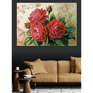 Klasik Gül Boyama Dekoratif Kanvas - Mdf Ahşap Tablo